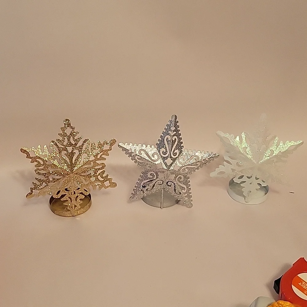 3 Snowflake Tealight Holders